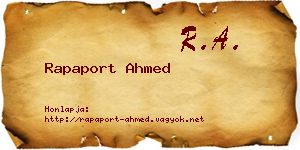 Rapaport Ahmed névjegykártya